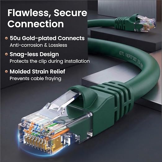GEARit Cat 6 Ethernet Patch Cables 2 ft Green, CAT6 High Speed 24AWG 10Gbps - Image 4