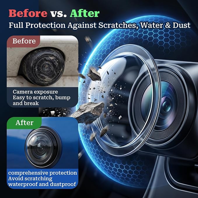 4-Pack Car Camera Lens Protector, Anti-Fog Clear Backup Camera Cover, 17.5mm - Image 3