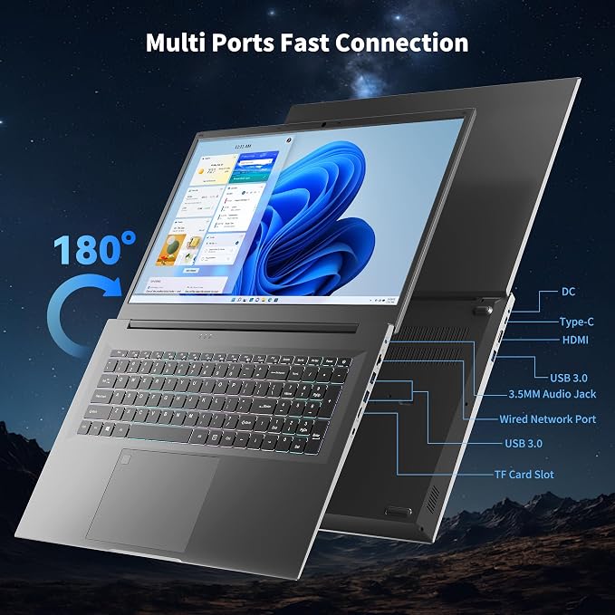 18.5 Inch Laptops, Core i9 CPU (Up to 4.8 GHz), 16GB RAM, 512GB SSD, WiFi-6 | 100% sRGB FHD Display, Win 11 Home, Backlit Keyboard, Numeric Pad Fingerprint Login, Laptop Computer for Business Students - Image 7