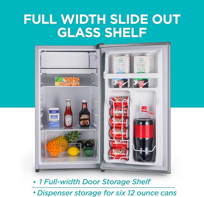 BLACK+DECKER 3.2 Cu. Ft. Compact Refrigerator, BCRK32V, Stainless Look | Energy Star Certified Small Refrigerator, Single Door Mini Fridge with Chiller Compartment, Personal Fridge for Home or Dorm - Image 4