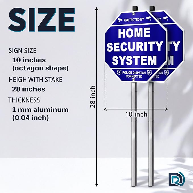Protected By Home Security System Sign, 10 Inch Octagon Shape Reflective .040 - Image 2