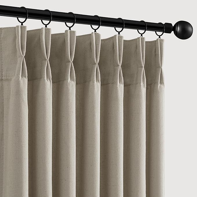 Memory Trained Pinch Pleated Curtains 96 Inches Long, Viral Linen Pinch Pleat by ANRODUO
