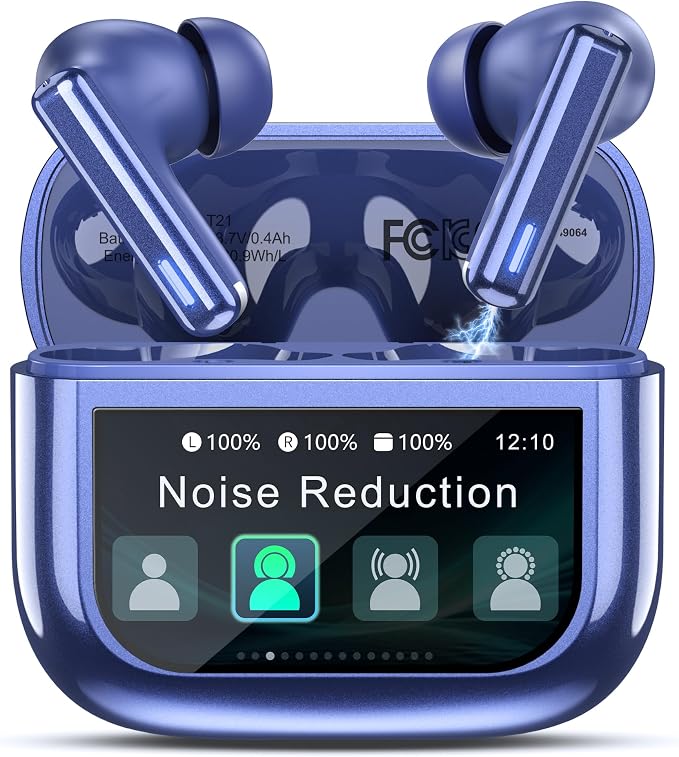 ZIUTY Wireless Earbuds, ANC ENC Noise Cancelling Ear Buds with Touch Screen | 40H Stereo Deep Bass, Bluetooth Headphones with Transparency Mode, IPX7 Waterproof, Clear Calls, 5 EQ for iOS Andoid,Darkblue by ZIUTY