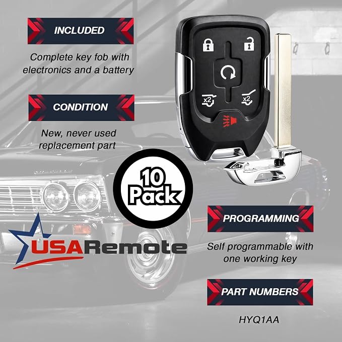 10X Smart Key Fob Replacement for 2015-2020 Chevy Suburban Tahoe GMC Yukon - Image 3