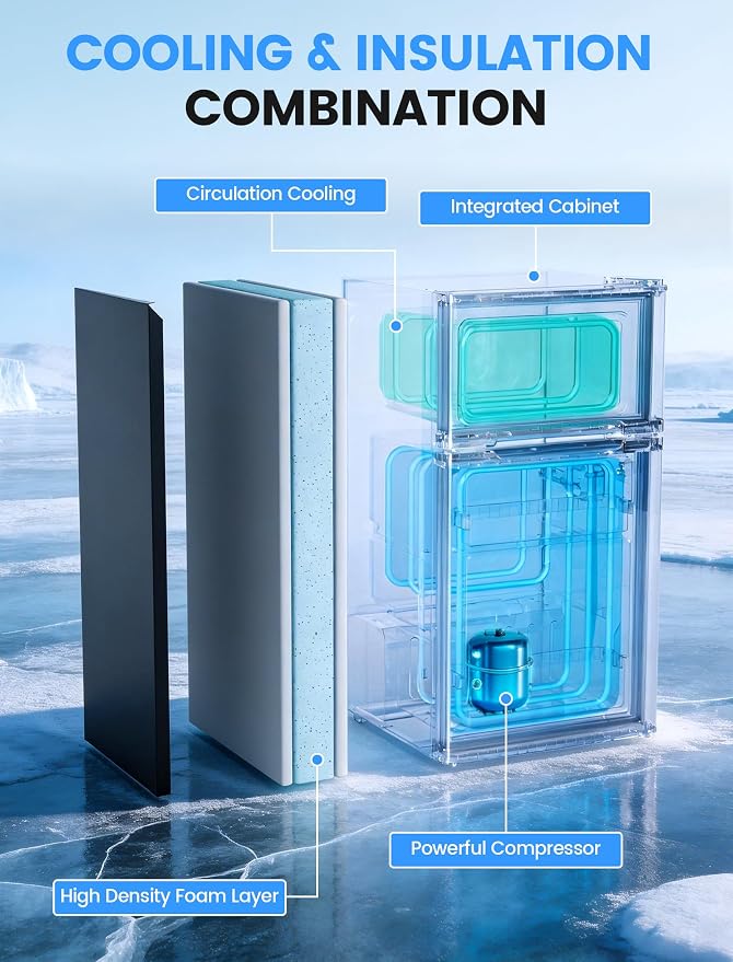 COWSAR 2.5 Cu.Ft Mini Compact Refrigerator with Freezer, Double Reversible Door with 2 Removable Shelves, Commercial Drink Fridge for Bedroom, Office, Kitchen, Dorm, Black - Image 5