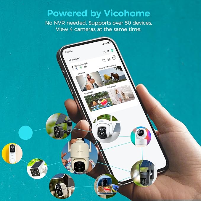 Vicohome 2CQ4G 2K AI Solar Security Camera Wireless Outdoor, Battery Powered Cam - Image 2