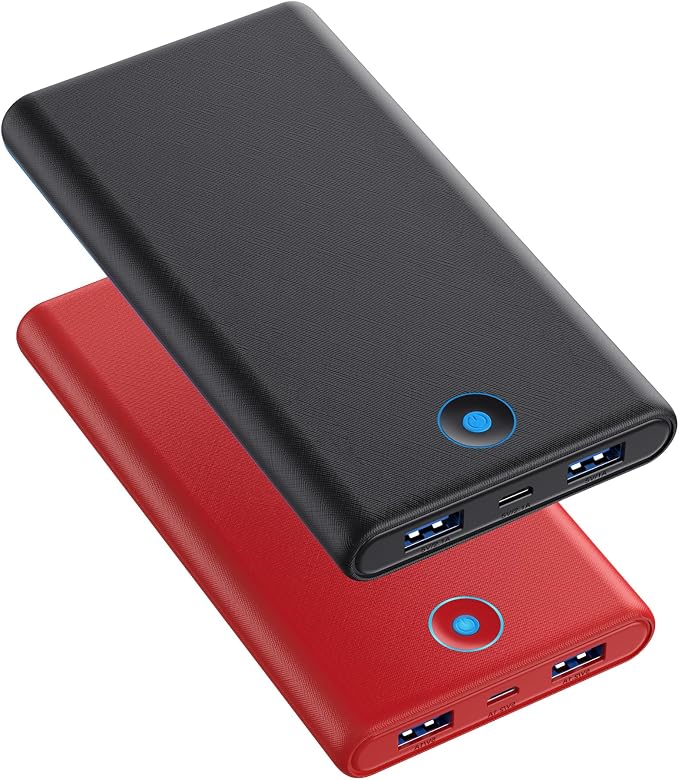 [2-Pack] Portable Charger Power Bank 20000mAh,Ultra Slim Fast Charging Battery Pack with Dual USB Outputs,Travel Essential Portable Phone Charger for iPhone 17/16/15/14/13/12/X,Galaxy S24-Black+Red by AONIMI