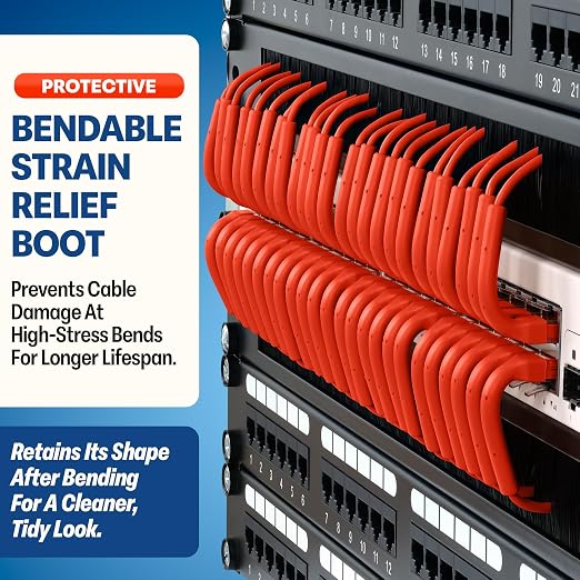 Everest Ultra Slim Cat6a Ethernet Patch Cables 1ft Orange - Image 3