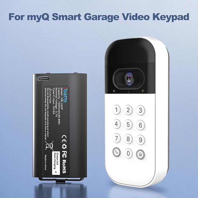 1-Pack Replacement Battery for myQ Smart Garage Video Keypad, 7000mAh - Image 3