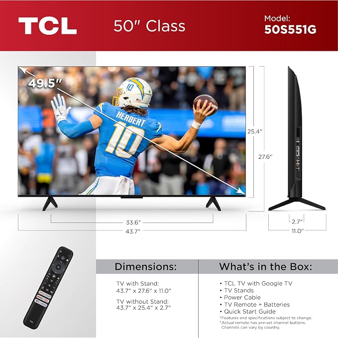 TCL 50-Inch Class S5 4K UHD LED Smart TV with Google TV (50S551G, 2024 Model), Google Assistant Built-in with Voice Remote, Compatible with Alexa, Streaming Television - Image 3
