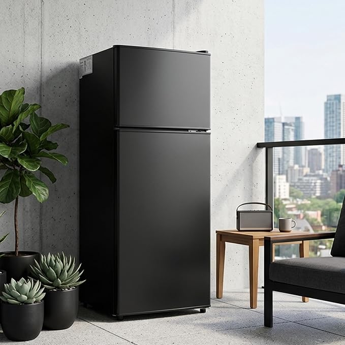 3.2 Cu.Ft Mini Fridge with Freezer, 2 Door Small Refrigerator with Adjustable Thermostat Energy-efficient Low Noise, Compact Fridge for Bedroom, Office, Dorm, Matte Black - Image 7