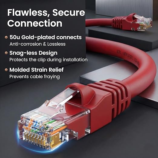 GEARit Cat 6 Ethernet Patch Cables 3 ft Red, CAT6 High Speed 24AWG 10Gbps RJ45 - Image 4