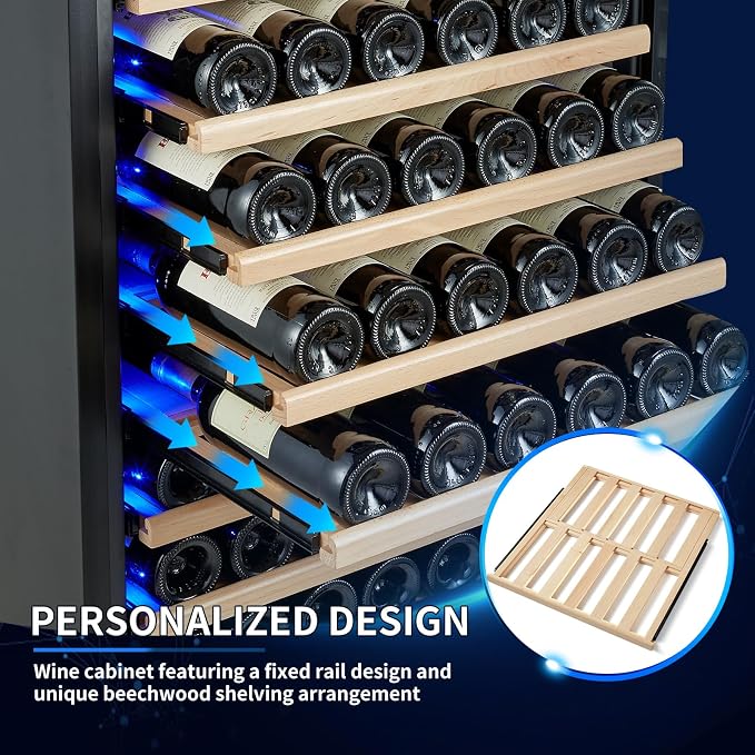200 Bottle Dual Zone Wine Fridge – 24 Inch Large Capacity Wine Cooler Refrigerator Freestanding/Built-In with Upgraded Compressor, Low-Noise Wine Cellar & Intelligent Temperature Control - Black - Image 6