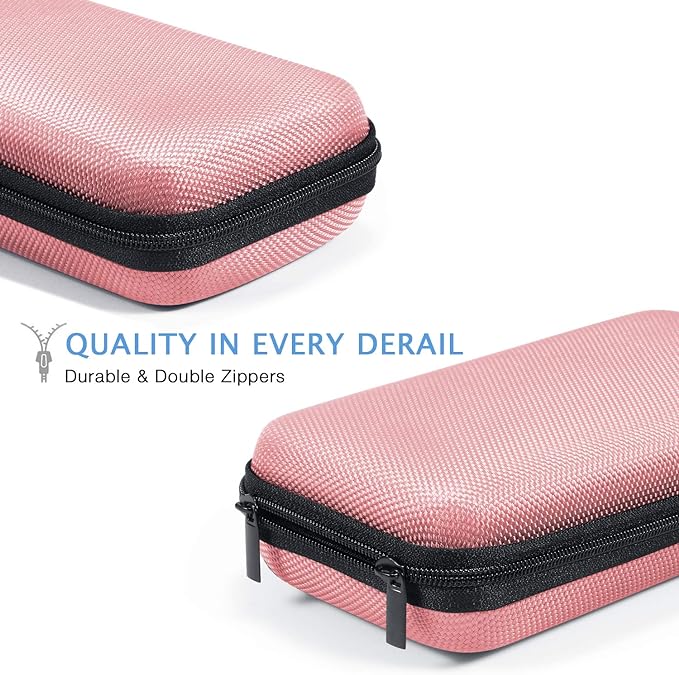 GLCON Cell Phone Carrying Case - Portable Hard EVA Charger Case - High Protection Small Zipper Travel Pouch Storage Bag Electronic Organizer for Battery, GPS, Hard Drive, Charging Cable, Cord - Pink - Image 5