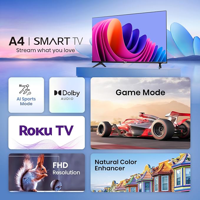 Hisense 40-Inch Class A4 Series FHD 1080p Smart Roku TV with Alexa Compatibility (40A4NR) - Dolby Audio, Slim Bezel Design, Google Assistant - Image 4