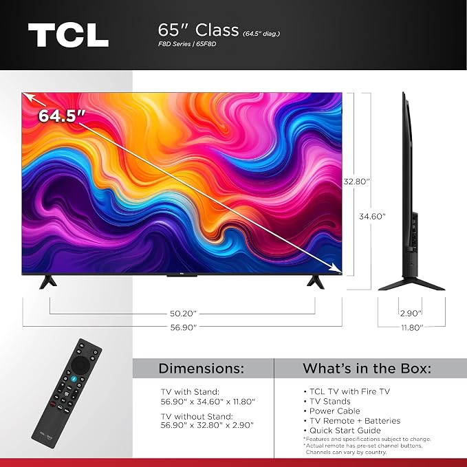TCL 65-Inch F8D Series 4K QLED (65F8D, 2026 Model) with Dolby Vision HDR & Dolby Atmos Smart TV with Fire TV, Alexa+, 144Hz Refresh Rate, High Brightness LED Backlight - Image 2
