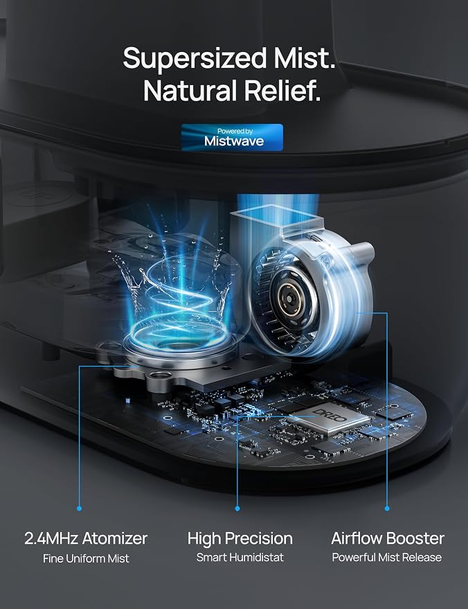 Dreo Smart Humidifiers for Bedroom-Filter Included, Top Fill 4L Humidifier Large Room with 28 dB, 36H Runtime, Touch/APP/Voice Control, Nightlight, Cool Mist Humidifiers for Baby, Plants, Ebony - Image 8