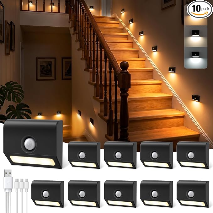VOLISUN Rechargeable Motion Sensor Stair Lights Indoor, 3 Color Temperature LED by VOLISUN