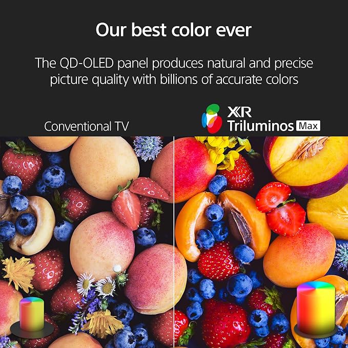 Sony K65XR80M2 65 Inch Bravia 8 QD-OLED 4K HDR Google TV with a Walts Large/Extra Large Full Motion Mount for 43"-90" TVs and Amber Protection 3-Outlet-Surge Surge Protector (2025) - Image 4