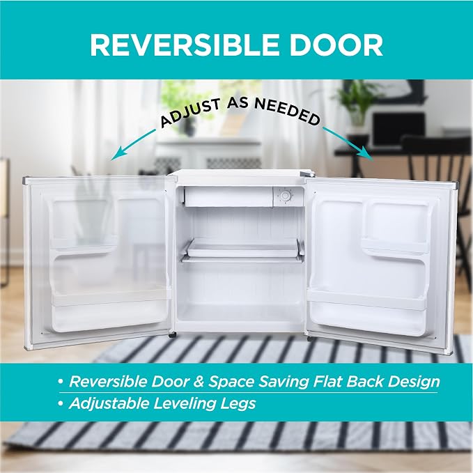 BLACK+DECKER 1.7 Cu. Ft. Compact Refrigerator, Energy Star, BCRK17W, White | Energy Star Certified, Single Door Mini Fridge with Chiller Compartment, Personal Fridge for Home or Dorm, R600a Refrigerant - Image 5