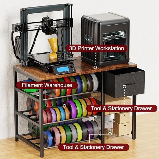 3D Printer Stand with Filament Storage Rack, 3D Printer Table with Power Outlet - Image 3