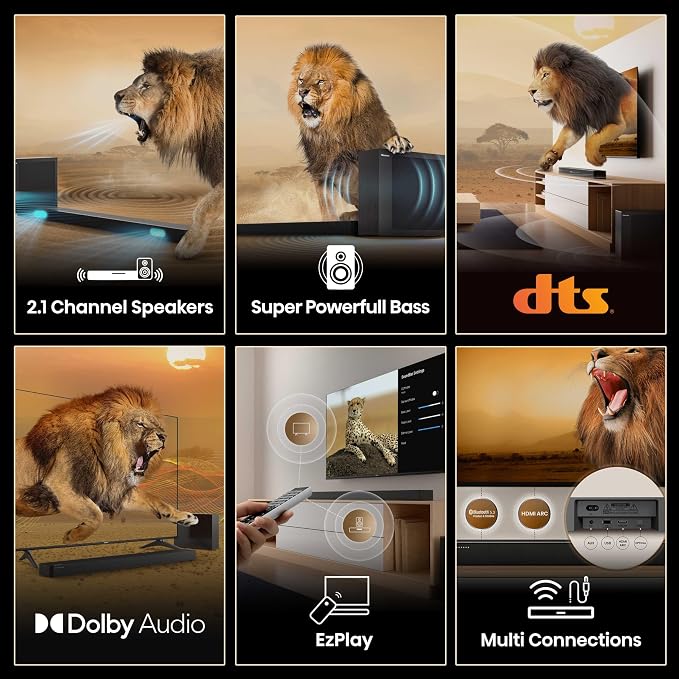 Hisense HS2100 2.1ch Soundbar with Wireless Subwoofer, Dolby Audio, DTS Virtual:X, HDMI ARC, Bluetooth 5.3, Remote Control, 6 EQ Modes - Image 3
