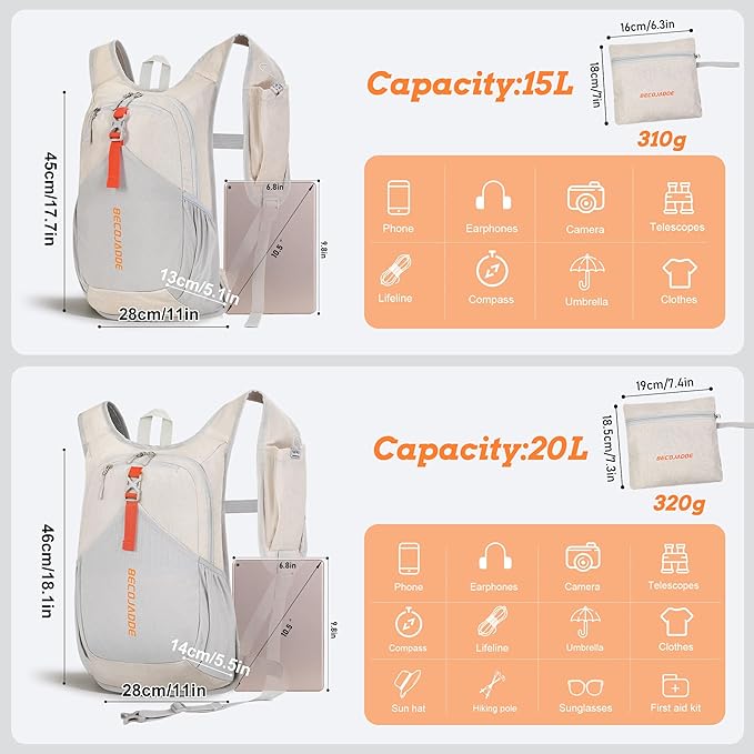 BECOJADDE 20L Small Hiking Backpack - Image 4