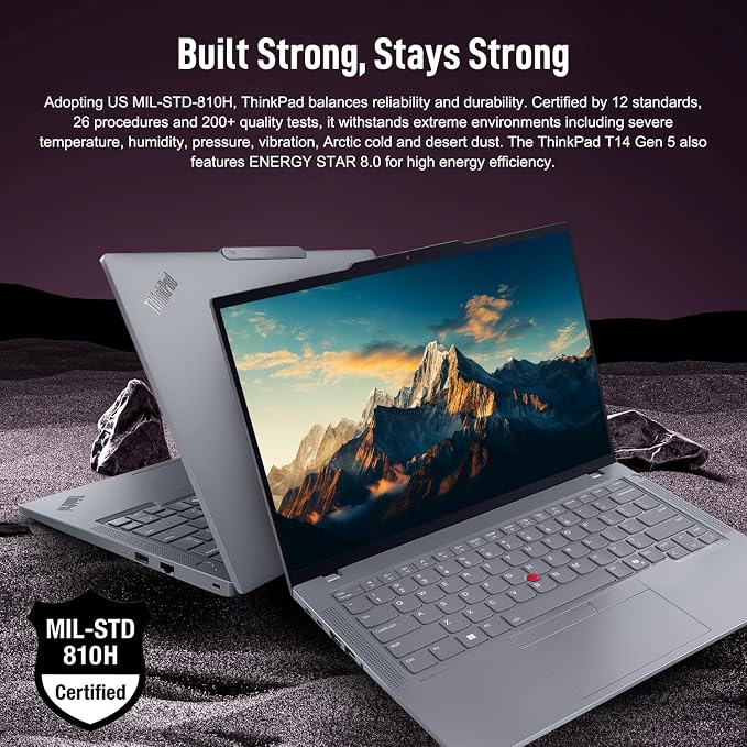 Lenovo ThinkPad T14 Business AI Laptop, 14" FHD+ IPS, Intel Core Ultra 7 155U, 16GB DDR5, 512GB SSD, 5MP Webcam, Fingerprint, Backlit, Wi-Fi 6E, Thunderbolt 4, Windows 11 Pro, 7-in-1 USB-C Hub Bundle - Image 8