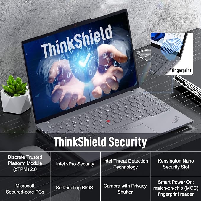 Lenovo ThinkPad T14 Business AI Laptop, 14" FHD+ IPS, Intel Core Ultra 7 155U, 16GB DDR5, 512GB SSD, 5MP Webcam, Fingerprint, Backlit, Wi-Fi 6E, Thunderbolt 4, Windows 11 Pro, 7-in-1 USB-C Hub Bundle - Image 5