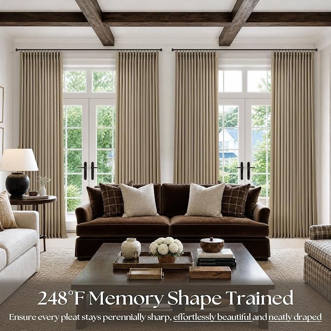 Extra Long 112 Inch Pinch Pleated Living Room Curtains 4 Panels Set, Light - Image 7