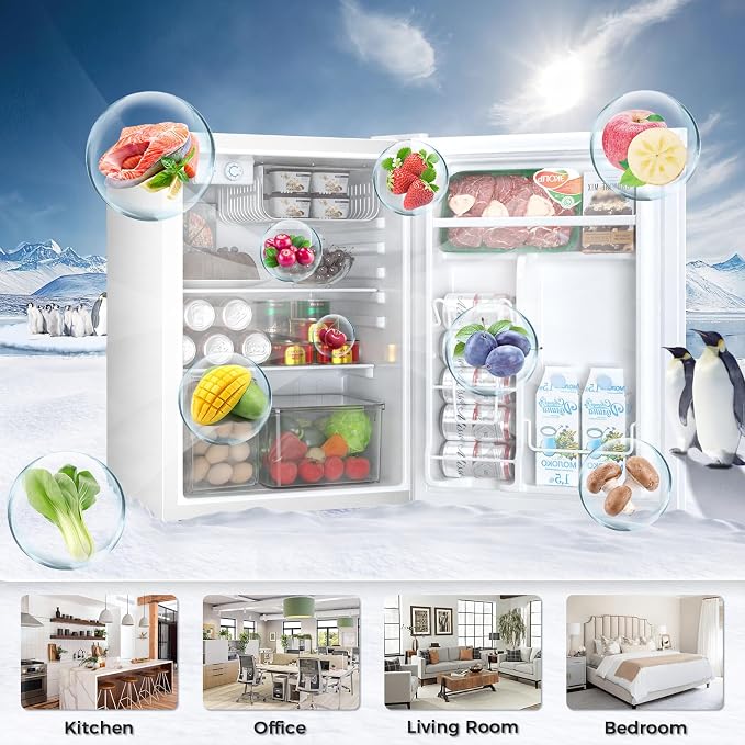 Antarctic Star Mini Compact Refrigerator with Freezer, 2.6 Cu.Ft. Single Door Adjustable Removable Shelves for Apartment/Dorm/Office,WHITE - Image 7