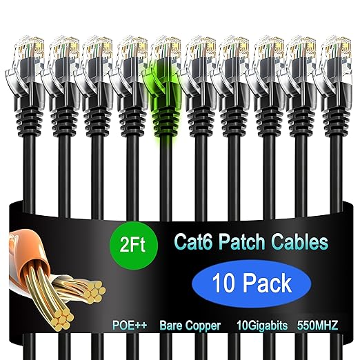Cat6 Ethernet Patch Cable 2 ft, Cat6 Patch Cable by Lysymixs