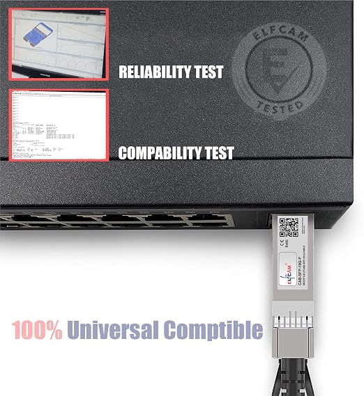 Elfcam® - 60m/196.85ft Fiber Optic Cable OM3 SFP+ to SFP+ AOC 10Gbps, Compatible - Image 4