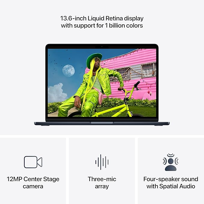 Apple 2026 MacBook Air 13-inch Laptop with M5 chip: Built for AI, 13.6-inch Liquid Retina Display, 16GB Unified Memory, 512GB SSD, 12MP Center Stage Camera, Touch ID, Wi-Fi 7; Midnight - Image 5