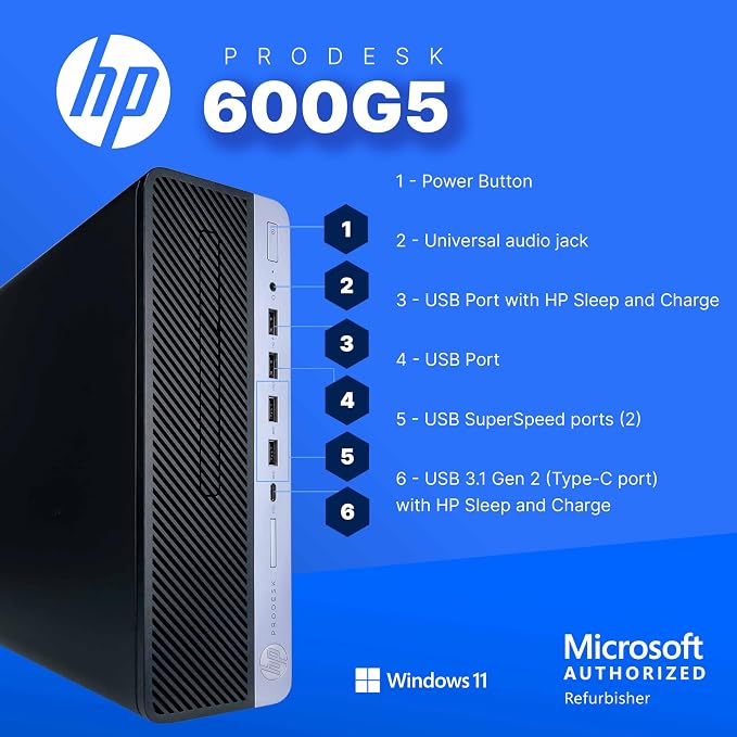 HP ProDesk 600 G5 Desktop Computer | Intel Core i5 9th Gen | 16GB DDR4 RAM | 500GB SSD | Windows 11 Pro | WiFi + Bluetooth | RGB Keyboard & Mouse | Home & Office PC (Renewed) - Image 4
