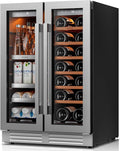 Ca'Lefort 24 Inch Wine & Beverage Refrigerator, 60 Can & 21 Bottle | 36-72°F Touch Control, Dual-Pane Glass Door, Adjustable Shelves, 3 Color LED, Built-In or Under Counter for Home Bar Kitchen by CaLefort