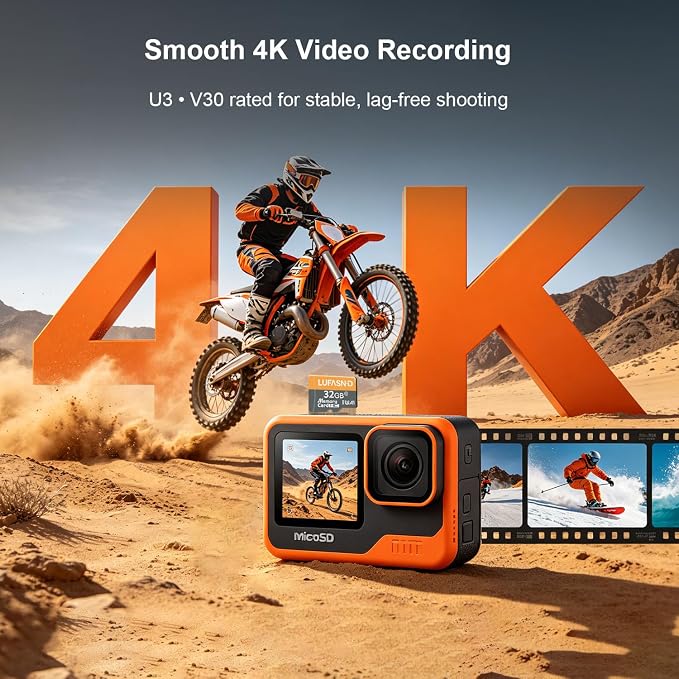 32GB Micro SD Card with Adapter, High Speed U3 C10 V30 SDXC Memory Card Up to - Image 3