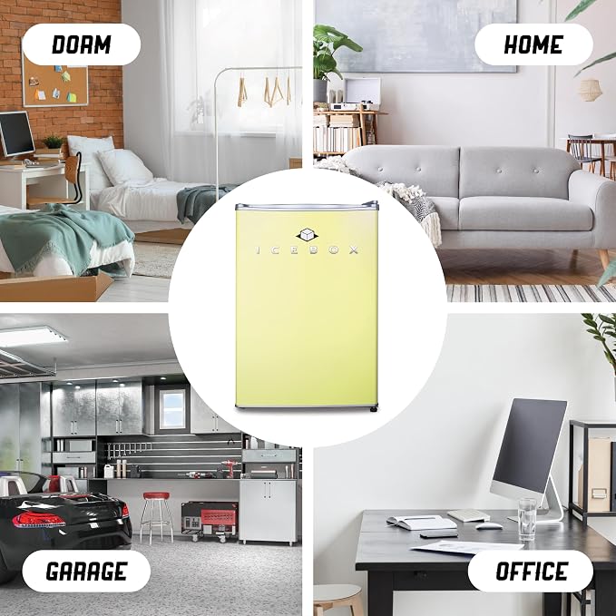 ICEBOX 2.5 Cu. Ft. Compact Refrigerator, ENERGY STAR Certified Small Refrigerator, Single Door Mini Fridge with Chiller Compartment, R600a Refrigerant, IBCR25SUN, Sun Yellow - Image 5