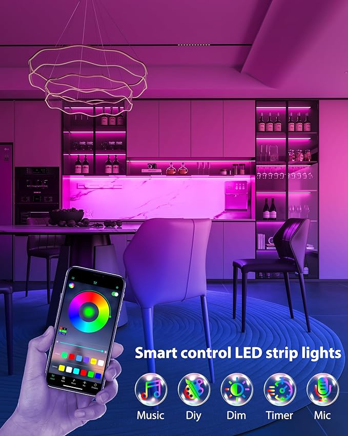 ASOKO 300 Lumens RGB Under Cabinet Led Light Plug in, 6 Pack 12 inch Linkable - Image 3