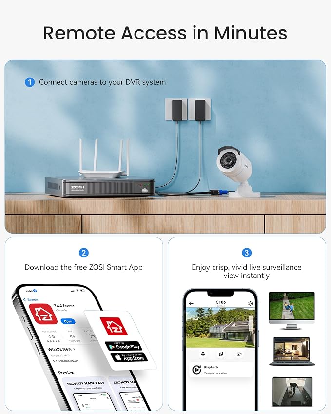 ZOSI H.265+ Full 1080p Home Security Camera System - Image 8