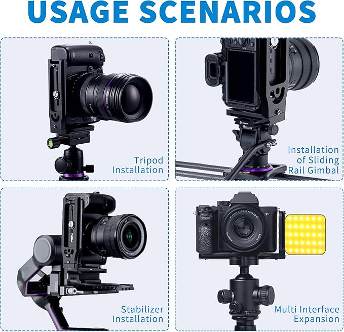 DSLR Camera L Bracket with 1/4" & 3/8" Screw Hole, Vertical Horizontal - Image 6