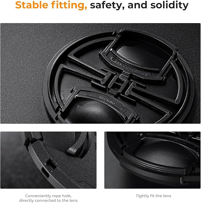 K&F Concept 58mm Lens Cap, 9-in-1 Center Pinch Lens Cover + Anti-Loss Keeper - Image 7