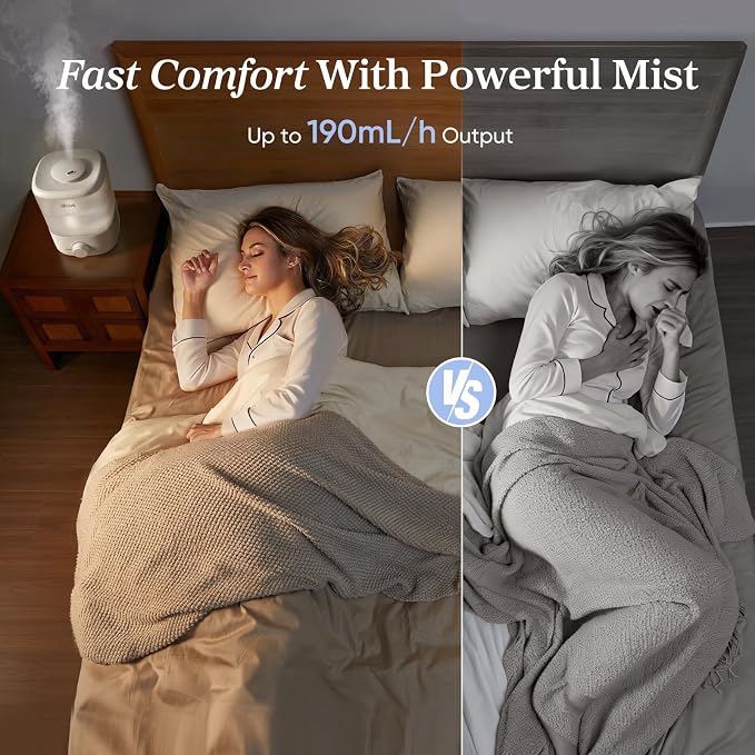 LEVOIT Top Fill Humidifiers for Bedroom, 2.5L Tank for Large Room, Easy to Fill & Clean, 28dB Quiet Cool Mist Air Humidifier for Home Baby Nursery & Plants, Auto Shut-off for Safety, 25H - Image 2