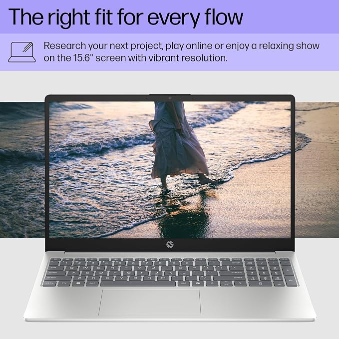 HP 15.6 inch Laptop, HD Touchscreen Display, AMD Ryzen 5 7520U, 8 GB RAM, 512 GB SSD, AMD Radeon Graphics, Windows 11 Home, Natural Silver, 15-fc0499nr - Image 7