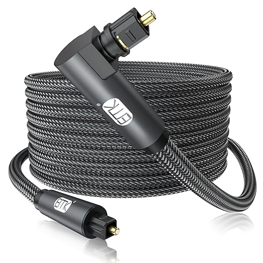 EMK 90 Degree Toslink Optical Cable 360 Degree Free-Rotating Plug Fiber Optic by EMK