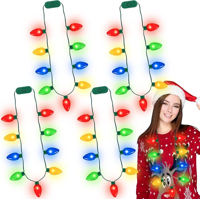 QZYL 24 Pack Light Up Christmas Necklace, Colorful Christmas Necklaces - Image 8