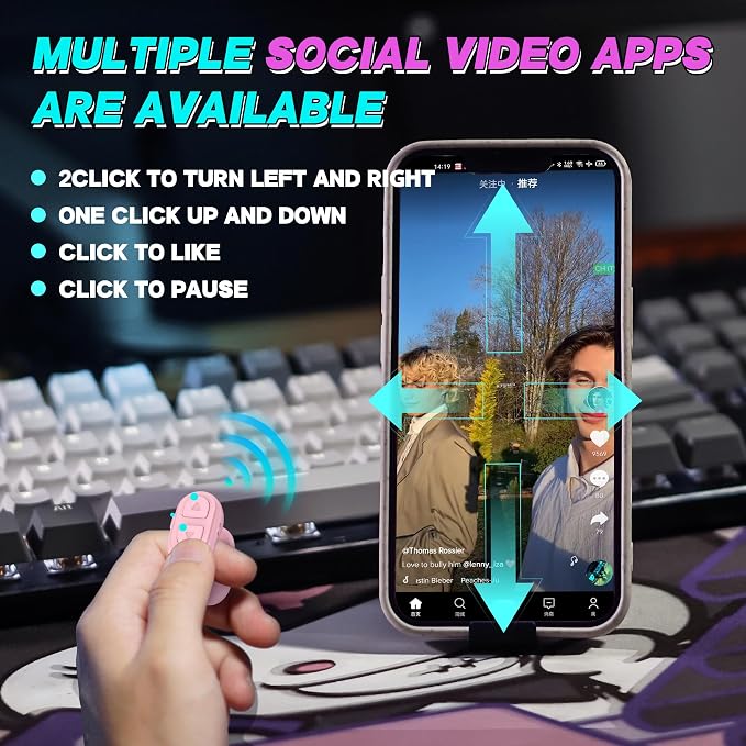 TikTok Scrolling Ring Remote, Hands‑Free Scroll/Like/Next/Volume Control - Image 2