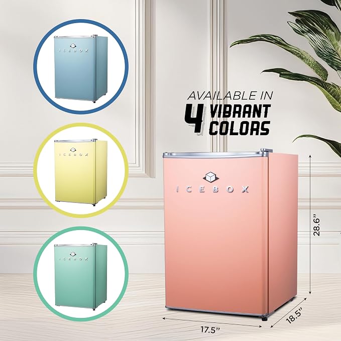 ICEBOX 2.5 Cu. Ft. Compact Refrigerator, ENERGY STAR Certified Small Refrigerator, Single Door Mini Fridge with Chiller Compartment, R600a Refrigerant, IBCR25BLS, Blush Red - Image 6