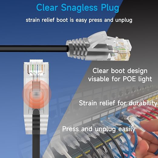 Cat6a Slim Ethernet Patch Cable 14 ft, Cat6a Patch Cable - Image 4