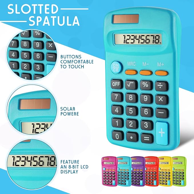 Weewooday 6 Pieces Small Basic Calculator Bulk 8 Digit Solar Battery Dual Power - Image 3